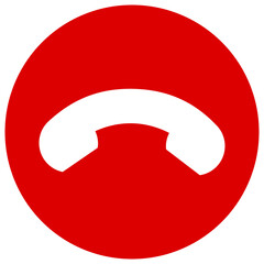 Decline phone call button. Red hang up button icon. 
