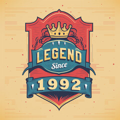 Legend Since 1992 Vintage T-shirt - Born in 1992 Vintage Birthday Poster Design. - obrazy, fototapety, plakaty