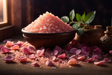 Fototapeta na wymiar pink himalayan salt