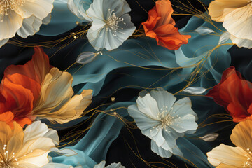 Seamless pattern - repeatable texture of artistic flowers