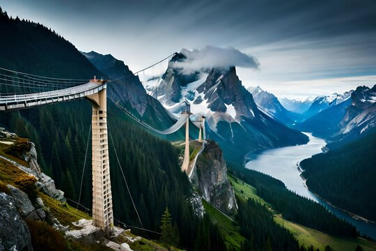 golden gate bridge in the mountains generated AI