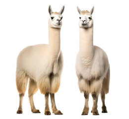 set of white llama couple on isolated background