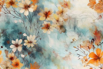 seamless pattern - repeatable texture of watercolor flowers