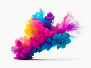 Fototapeta premium The explosion of colored smoke on a white background. 3d rendering. Ai Generated 