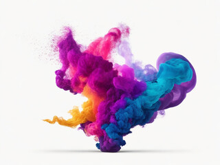 Obraz premium The explosion of colored smoke on a white background. 3d rendering. Ai Generated 