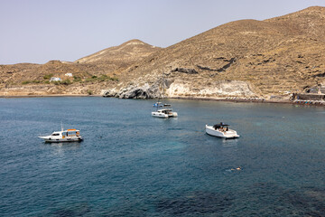 Fototapeta na wymiar View of the coast at Akrotiri in Santorini. Greece