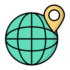Globe Line Color Icon