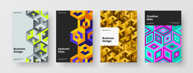 Naklejka premium Isolated banner vector design template bundle. Premium geometric shapes corporate brochure illustration collection.