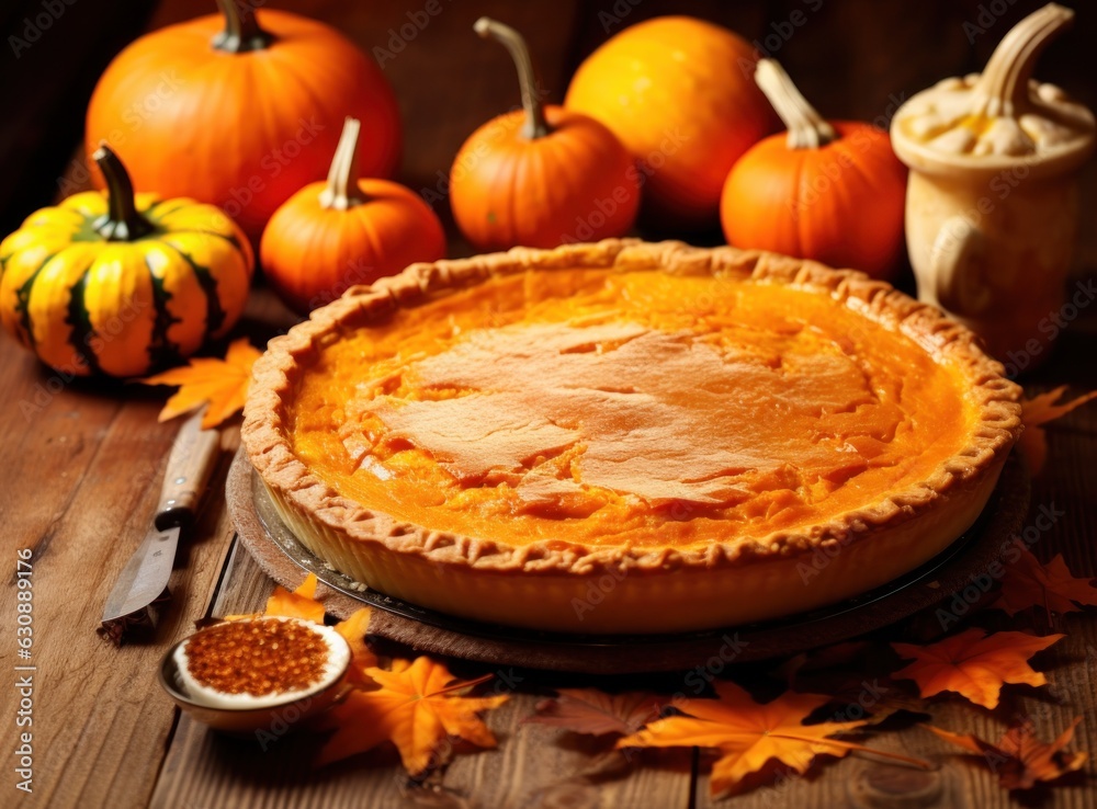 Wall mural Autumn pumpkin pie