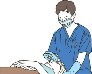 美容整形外科で手術をする男性外科医