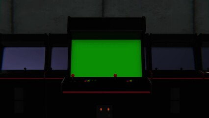 Arcade retro machine with green screen.