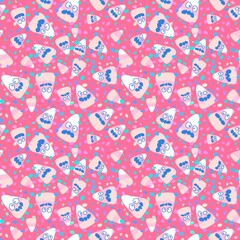 Naklejka premium Halloween cartoon candy seamless sugar monster pattern for wrapping paper and fabrics and kids clothes print