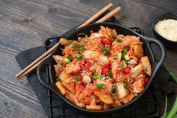fermented food Korean Kimchee or kimchi cabbage with rice