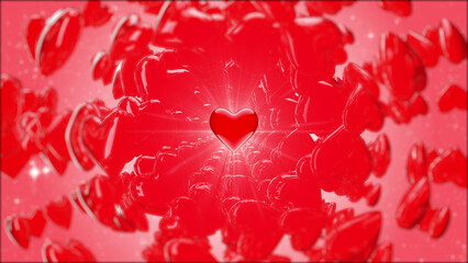 Romantic background with red hearts