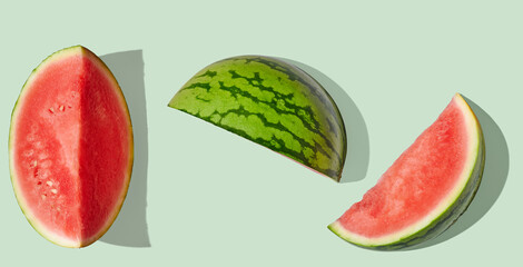 Fresh sliced watermelon on white background