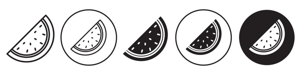 Melon symbol Icon. Logo shape of sliced watermelon fruit drink or juice. Vector set collection of green fresh half cut slice of natural organic melon seed.