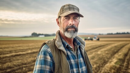 Farmer standing in front of the field