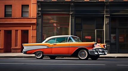 Fototapeta na wymiar Vintage american car on the street in New York City.
