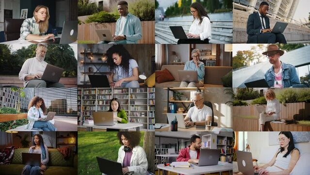 Collage of different people operating modern computers