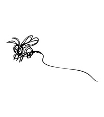 simple vector sketch bee single one line art, continuous 
