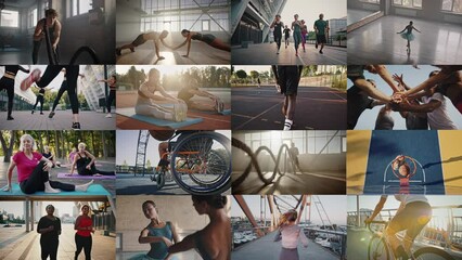 Professional healthy people doing sport exercises - Powered by Adobe