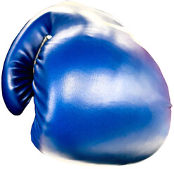 A blue boxing glove facing the camera or viewer, high resolution png, transparent background.