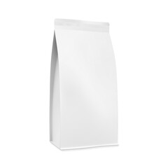 Blank White Matte Coffee Bag Template isolated on a white background