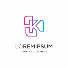 Obraz premium K letter icon with line art Editable stroke logo. Perfect for logos, tech and infographics.