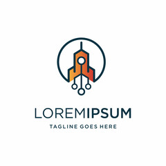 rocket icon with gradient color line art. sophistication symbol modern logo design illustration