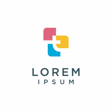creative t-shaped pixel inspiration, creative, simple, unique, modern, colorful app icon logo design