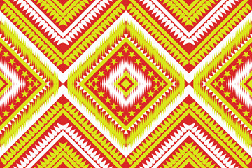 seamless ethnic rotary repeat fabric and tile design white yellow red for printed textiles, carpets