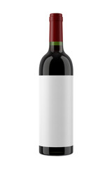 Blank bottle of wine isolated on a white background