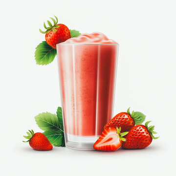 Strawberry juice isolated on a white background