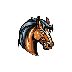 Brown Horse head mascot vector illustration, E sports vector mascot logo, Mustang, horse, mare or Stallion head, mascot logo isolated on background, gaming logo or T-shirt print