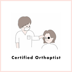 眼科で検査する医療従事者