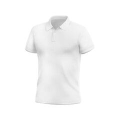 White blank Polo T-shirt template, natural shape on invisible mannequin, for your design mockup for print, isolated on white background.