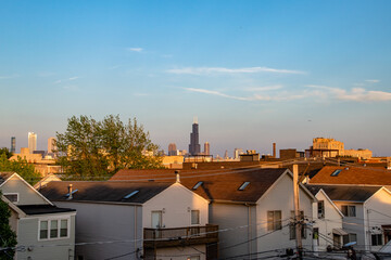 Sears Willis Tower Sunset From North Chicago, IL Neighborhood