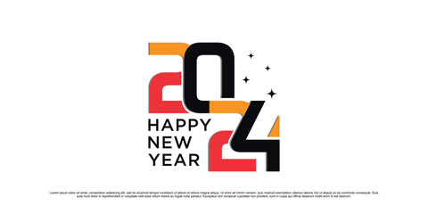 2024 Happy new year logo design vector illustration for new year 2024 with creative idea