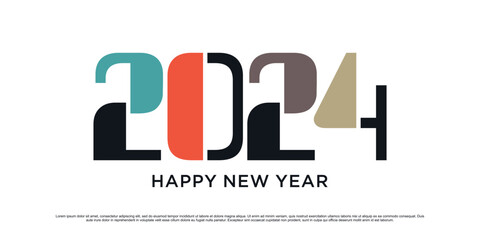 2024 Happy new year logo vector design illustration with modern idea