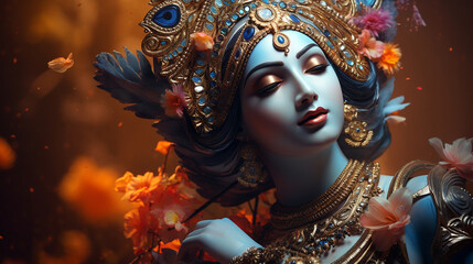 Devotional Radha's Sacred Embrace AI Generated Creation