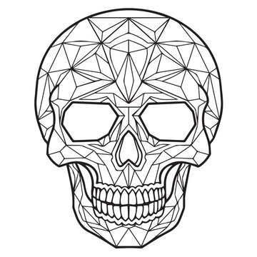 Black and white Skull image with prism and triangles skull vector art ready to hang Can be rearranged in iso size