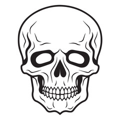 black and white skull vector, skull illustration, skull icon isolated on white background, fully editable in eps format and ready to print,