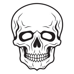 black and white skull vector, skull illustration, skull icon isolated on white background, fully editable in eps format and ready to print,