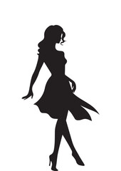 Naklejka na ściany i meble beautiful woman silhouette,black and white vector,woman vector,woman drawing,woman illustration
