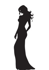Obraz na płótnie Canvas beautiful woman silhouette,black and white vector,woman vector,woman drawing,woman illustration