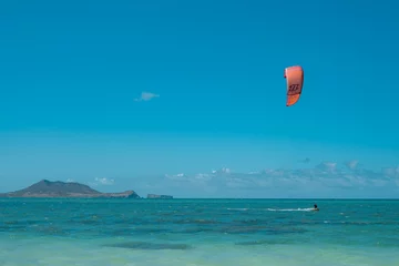 Fototapeten Lanikai Beach or Kaʻōhao Beach is located in Kaʻōhao, a community in the town of Kailua and on the windward coast of Oahu, Hawaii. "heavenly sea" © youli zhao