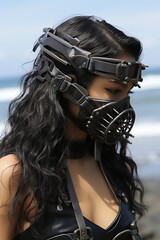 a woman wearing a mask. Generative AI Art. - 630913138