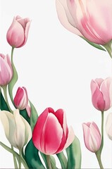 Tulip Flower Blank Invitation Border