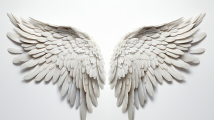 Angel wings isolated on white background with clipping part
