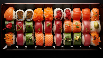 various kinds of sushi and sashimi menu